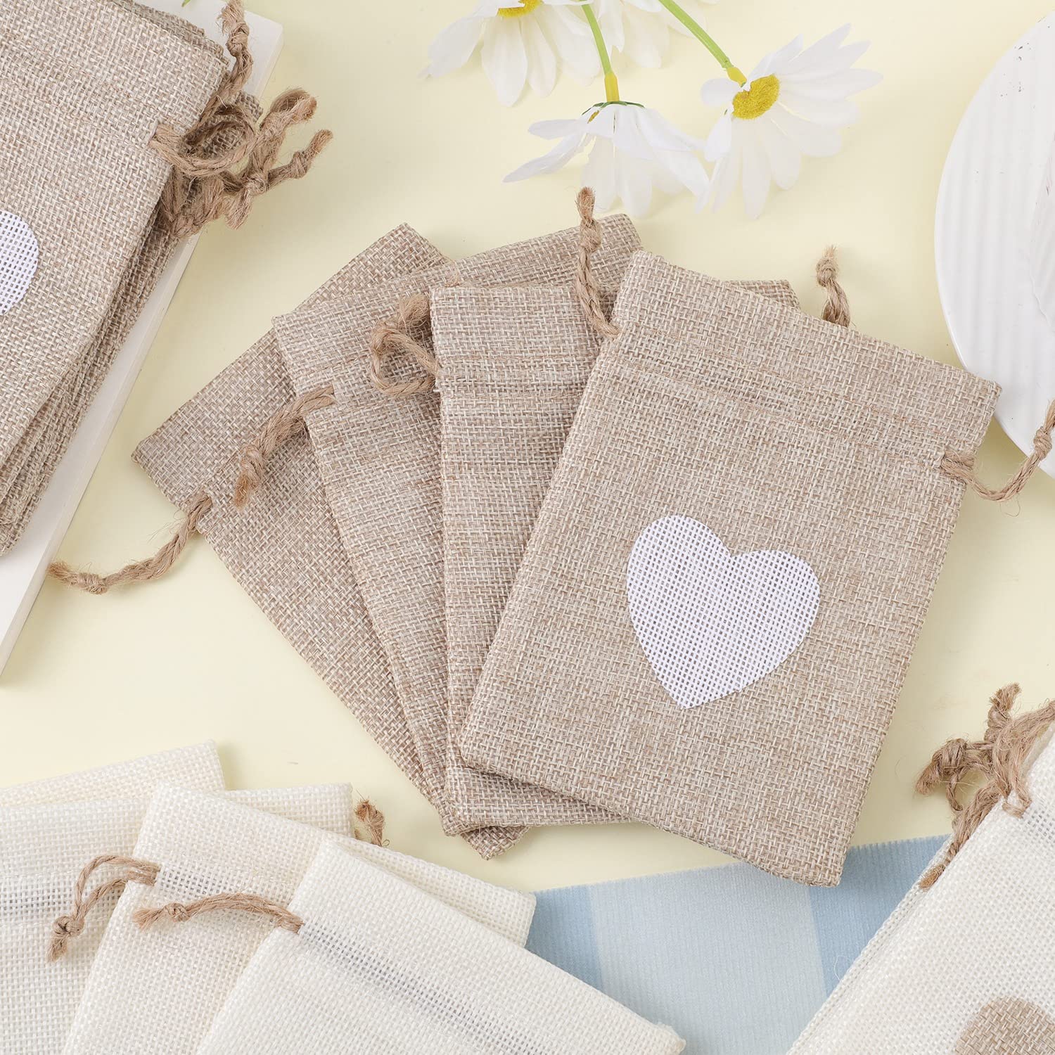 10 Stück Jute-Geschenktüten Mit Kordelzug – 17,8 X 22,9 Cm, Naturfarben, Für Hochzeiten, Partys, Schmuck