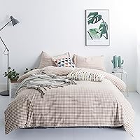 Vista 16 de SUSYBAO Juego de funda de edredón a cuadros azules, tamaño Queen, 100% algodón lavado, juego de funda de edredón de 3 piezas, 1 funda de edredón