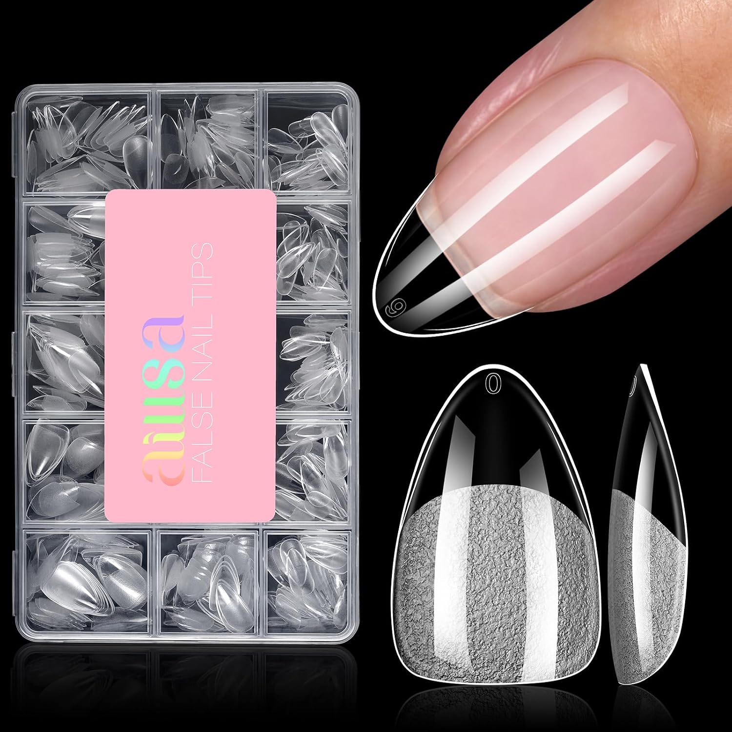 AILLSA Short Almond Nail Tips - Pre-shaped False Nails