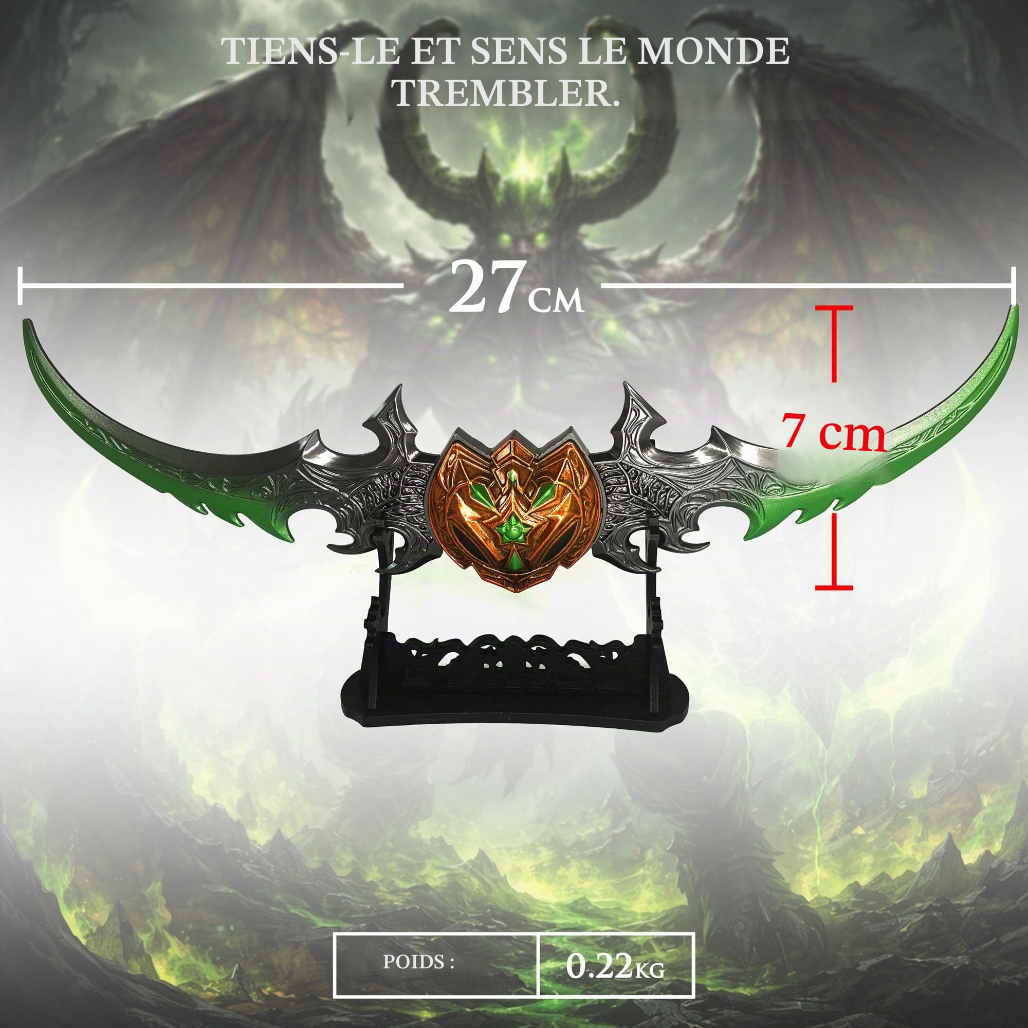 World of Warcraft Kriegsgleve by Azzinoth Ouvre-lettre avec support, 27 cm, accessoire pour maison et bureau, cadeau et marchandise pour fans et collectionneurs