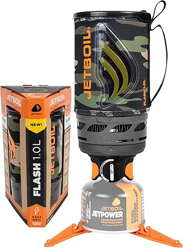 Jetboil Flash - Estufa portátil de ebullición rápida de 1.0 L para acampar y mochileros con encendido automático de 1 paso, nuevo para 2025,
