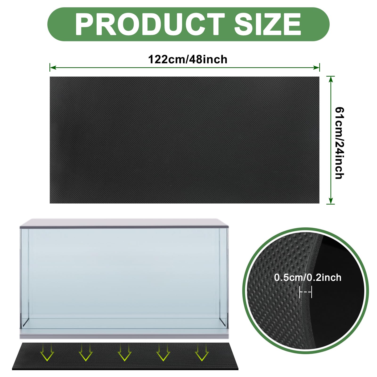 Draupnir Universal Aquariummatte,Schwarz 120x60 cm,5 MM,rutschfeste Aquarium Unterlage,rutschfeste Wärmedämmend Und Zuschneidbar