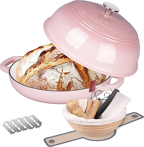 Enameled Cast Iron Dutch Oven Pot with Lid, for Sourdough Bread Baking, Round Dutch Ovens, 6 Quart