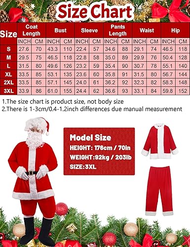 Miniatura 5 de Santa Claus Costume for Men Santa Suit, 11pcs Professional Christmas Clause Outfit Xmas Suits Set for Christmas Adult
