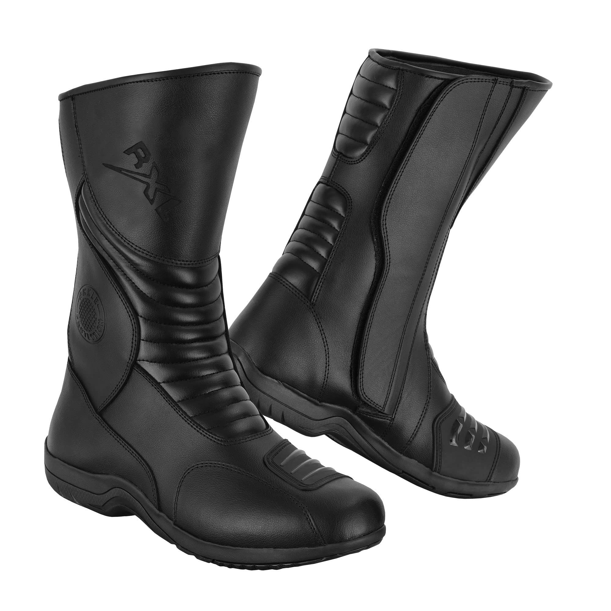 Herren Motocross-Stiefel | Motorradstiefel aus Leder mit Gummisohle | Motorradstiefel Reiter Lederschutz für Herren CE