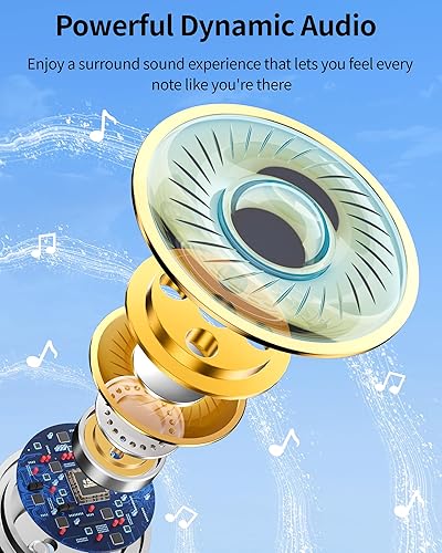 Miniatura 5 de PocBuds Auriculares Bluetooth inalámbricos 80 horas de reproducción, estuche de carga inalámbrica, pantalla digital, auriculares deportivos con