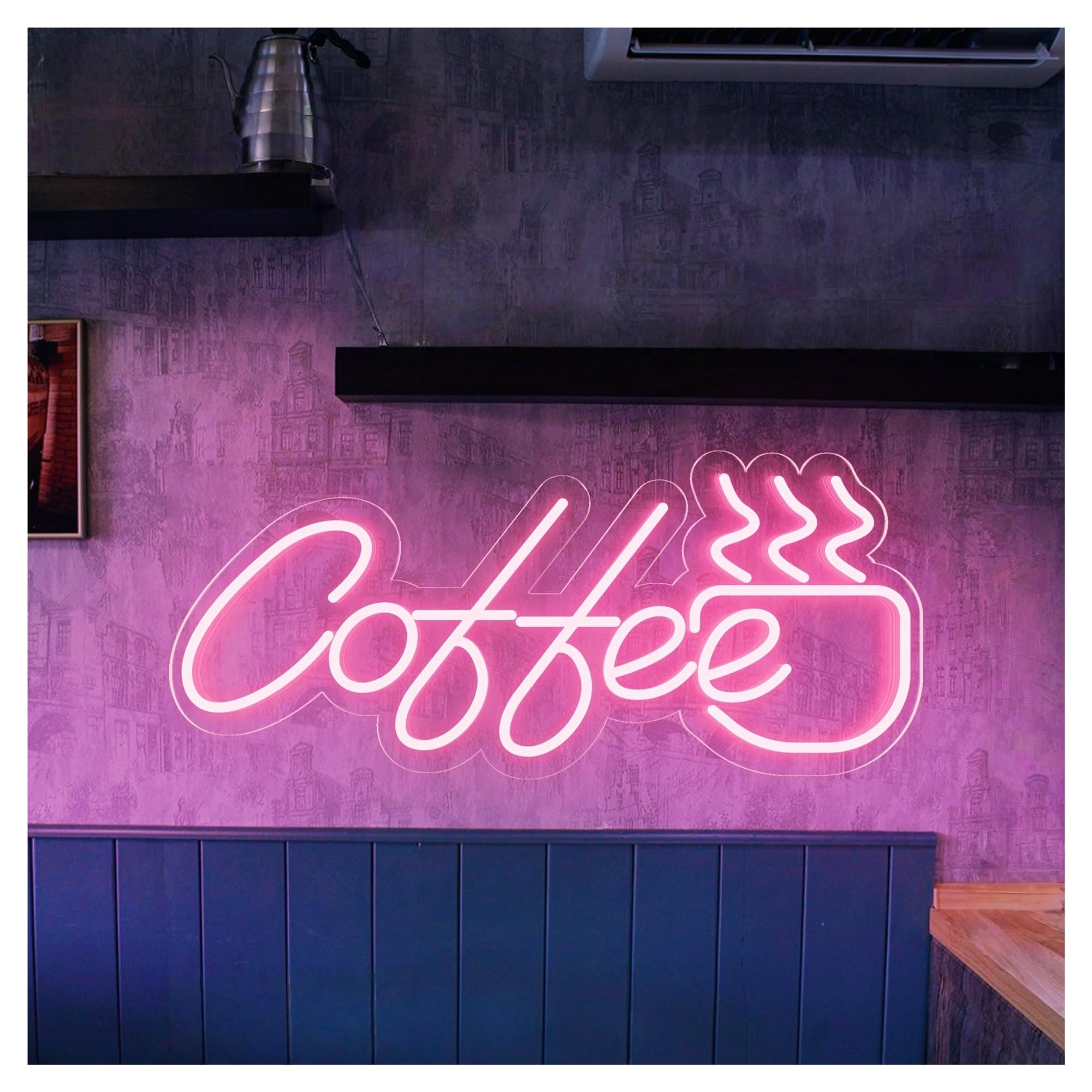 RONGCH Hanging Art Signs Coffee Neon Sign, Suitable for Cafe Restaurant Shop Wall Decor with Dimmable 40cm(D)