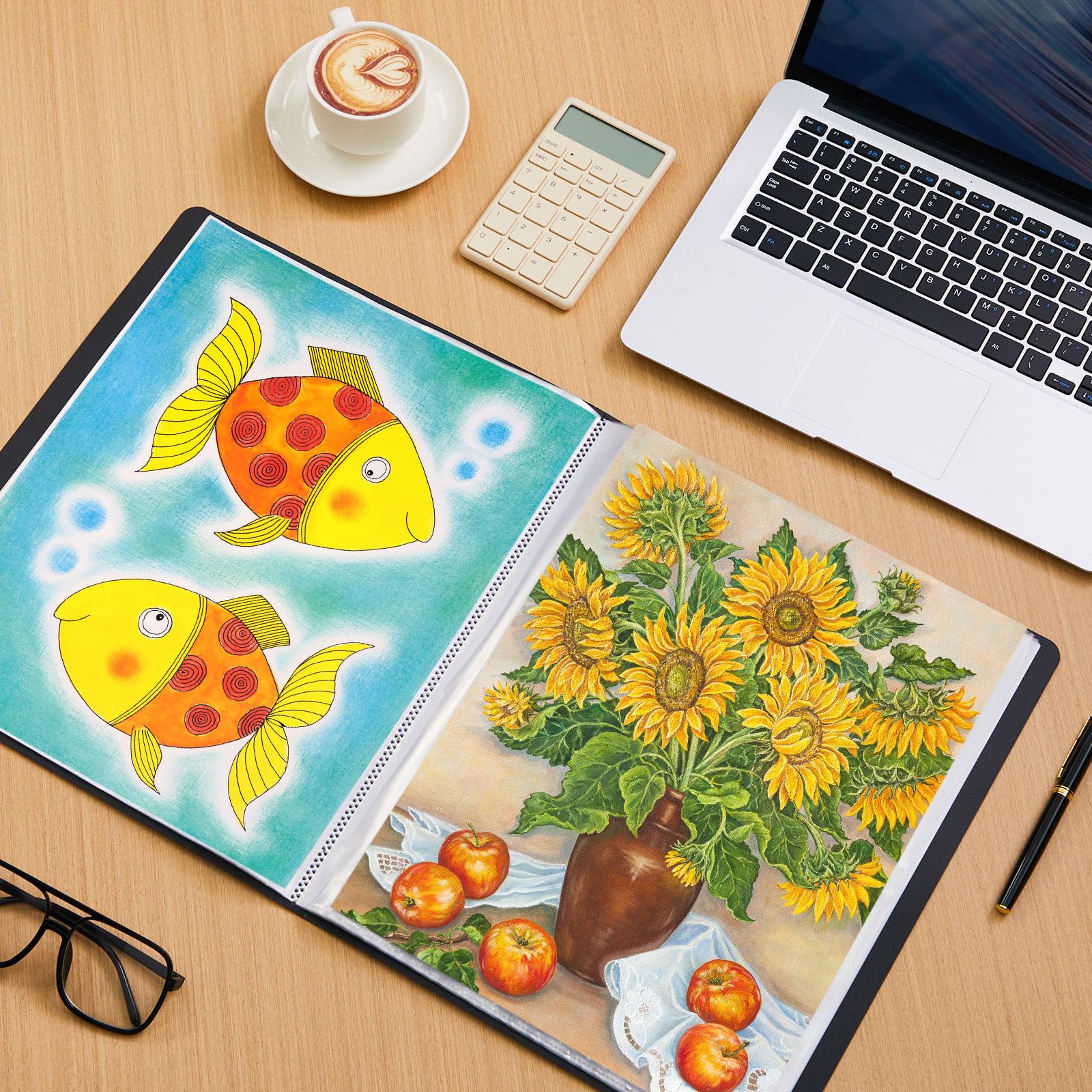 Affrolling 6 carpetas de arte de 11 x 14 pulgadas para obras de arte, 24 bolsillos, 48 páginas, carpeta de presentación de 11 x 14 pulgadas con fundas protectoras de plástico, organizador de carpetas
