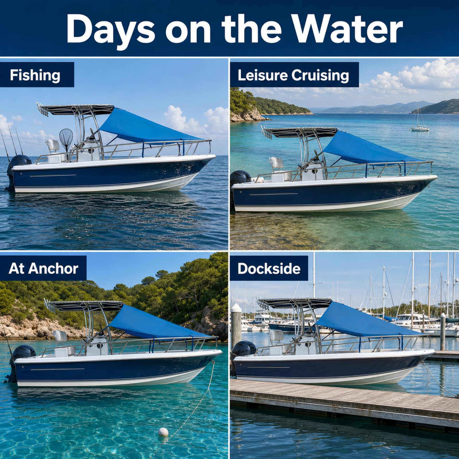 Tendalino per Barca,Copertura di Ricambio per Bimini Top,Estensione Tendalino Barca,Tendalino Prora T-Top per Copertura di Gommone,Impermeabile,per Yachts,Motoscafi E Barche da Pesca