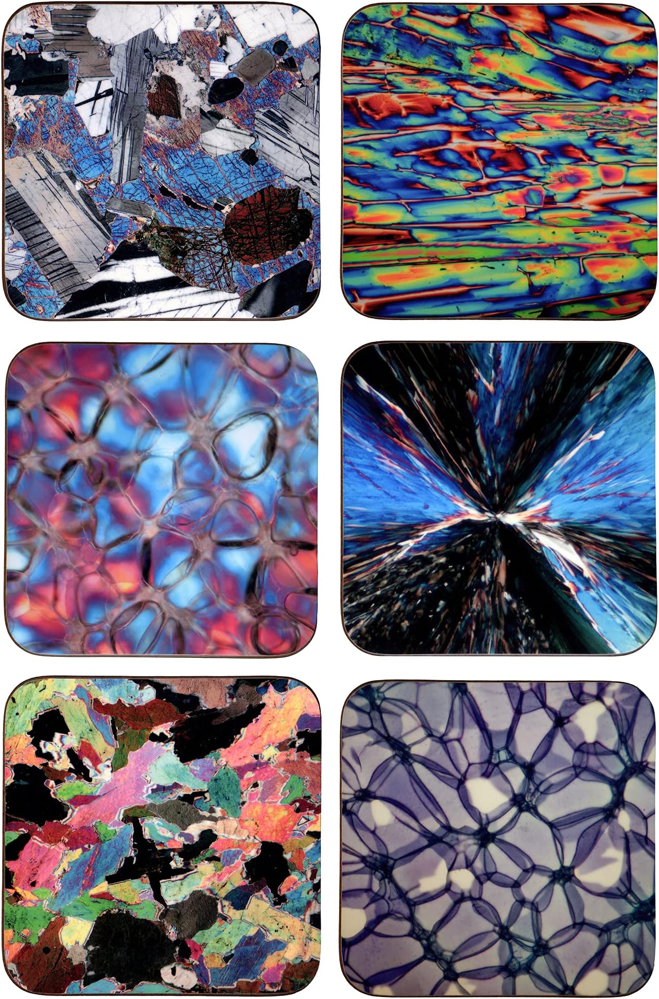 Your choice of 6 microscope photo coasters from a choice of 27 chemistry, biology and geology images - great gift for teachers, scientists - Science gift