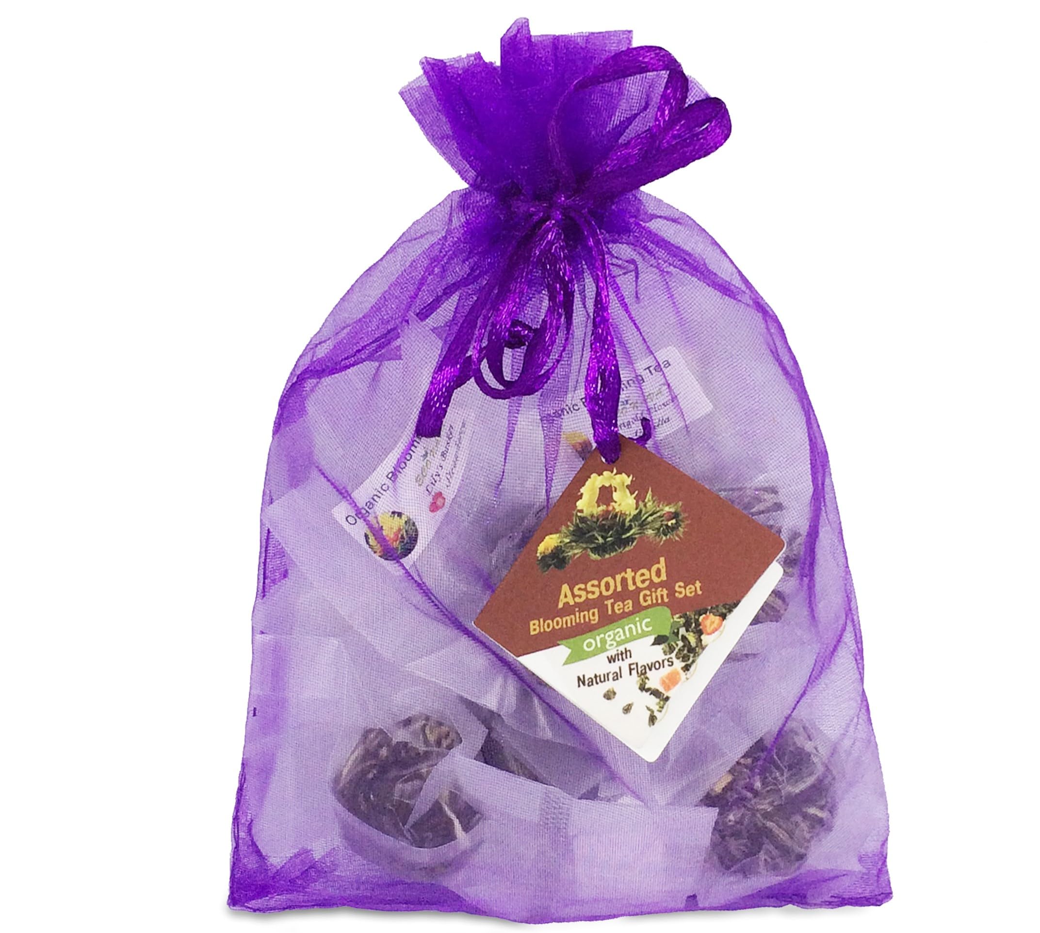 Organic 100% Natural Raw Assorted 14 Blooming Flower Green Tea Balls Gift Bag