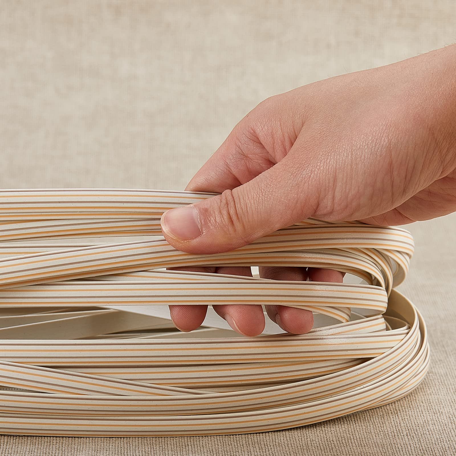 105.0 ft PE plástico imitación mimbre mimbre sintético tejido sólido material de reparación para muebles DIY tejer ratán silla accesorios de mesa, blanco 3