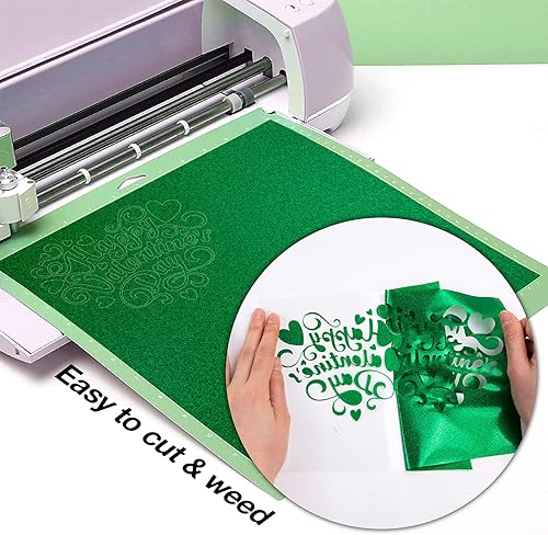 Miniatura 5 de HTVRONT Rollo de vinilo HTV con purpurina verde, 12 x 15 pies, vinilo de transferencia de calor con purpurina verde para camisas, vinilo para
