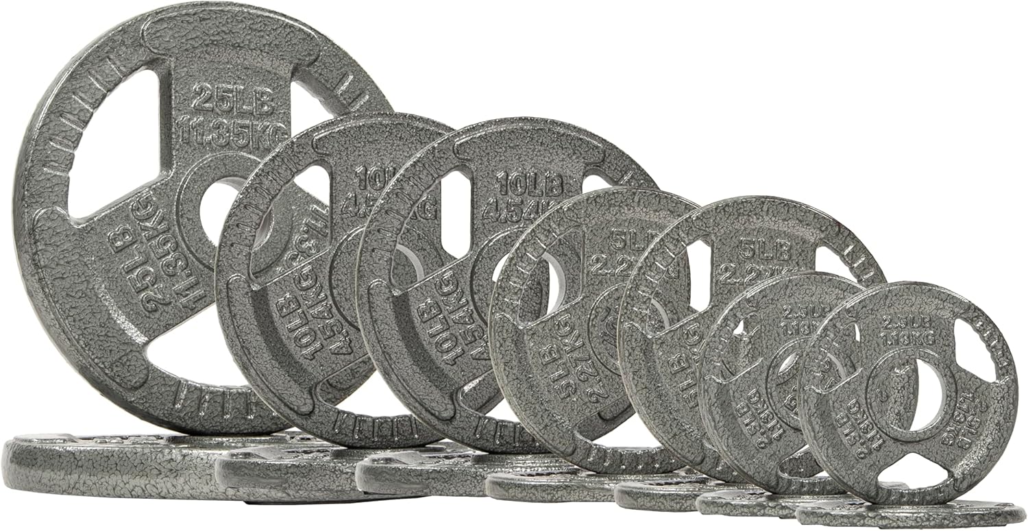 F?itvids Cast Iron 2-Inch Olympic Weight Plate Sets for Strength Training & Weightlifting, 70? LBS or 120 LBS Sets 120LB Set:25LB Pairs +2.5/5/10LB X4