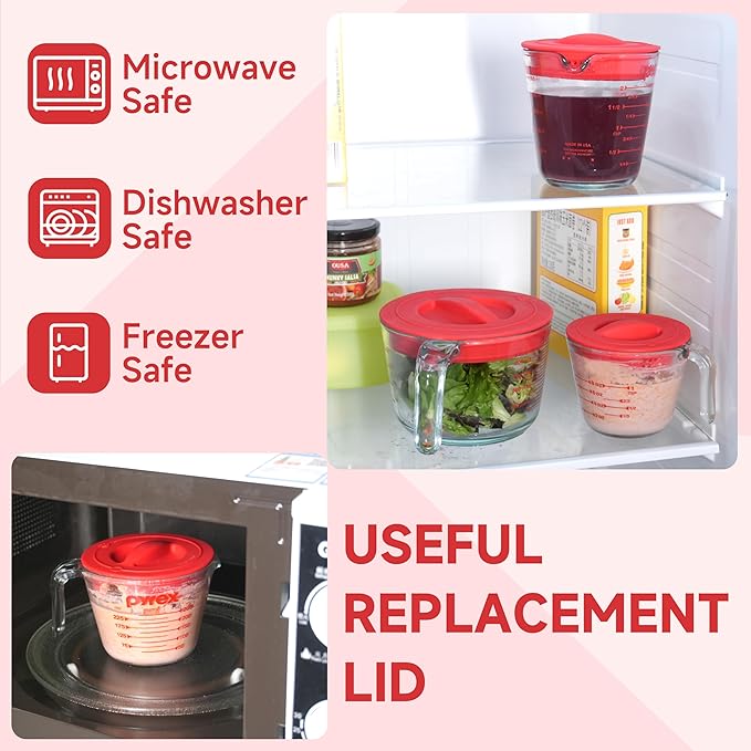 3 Tapas de Silicona para Vasos Medidores Pyrex 1, 2 y 4 Tazas miniatura 4