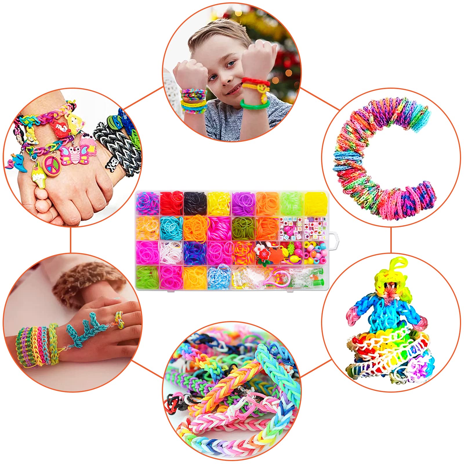 32 Colors Rubber Bands Kits, 1500 Loom Bracelet Kit Gifts