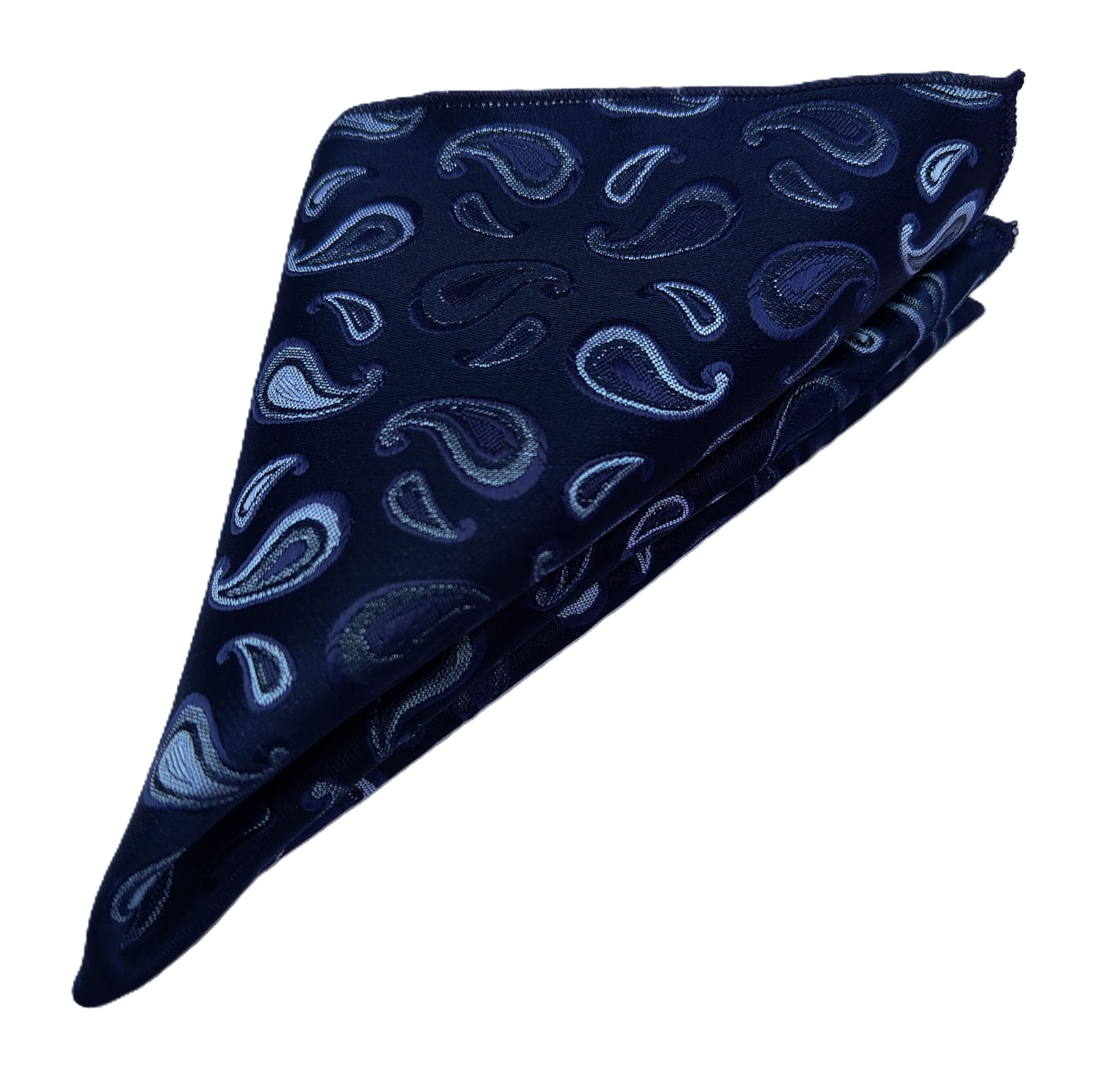 France - Premium Pocket Square Men Satin Wedding Handkerchief Multicolor Free Size (Blue Paisley)-image-35