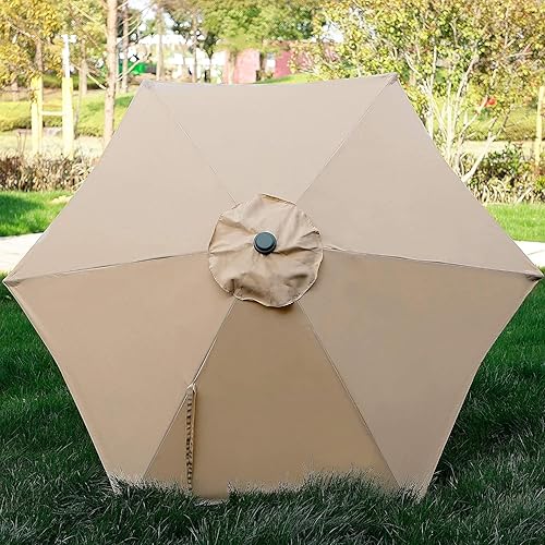 Miniatura 4 de Blissun Sombrilla de patio de 75 pies sombrilla de patio manivela de inclinación bronceado