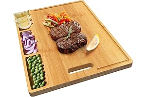 Versatile Cupboard: Cutting Board with Built-In Compartments and Juice Grooves