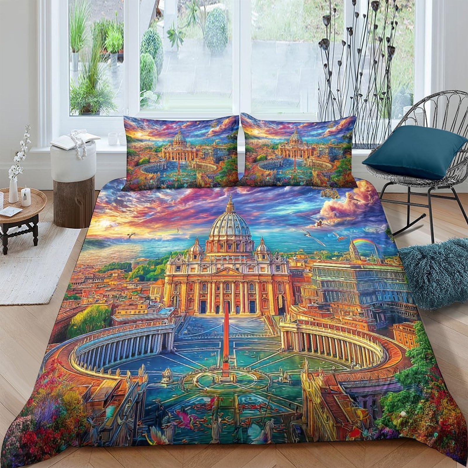 Housse de couette 260x220 anti-acariens en microfibre respirante à fermeture éclair