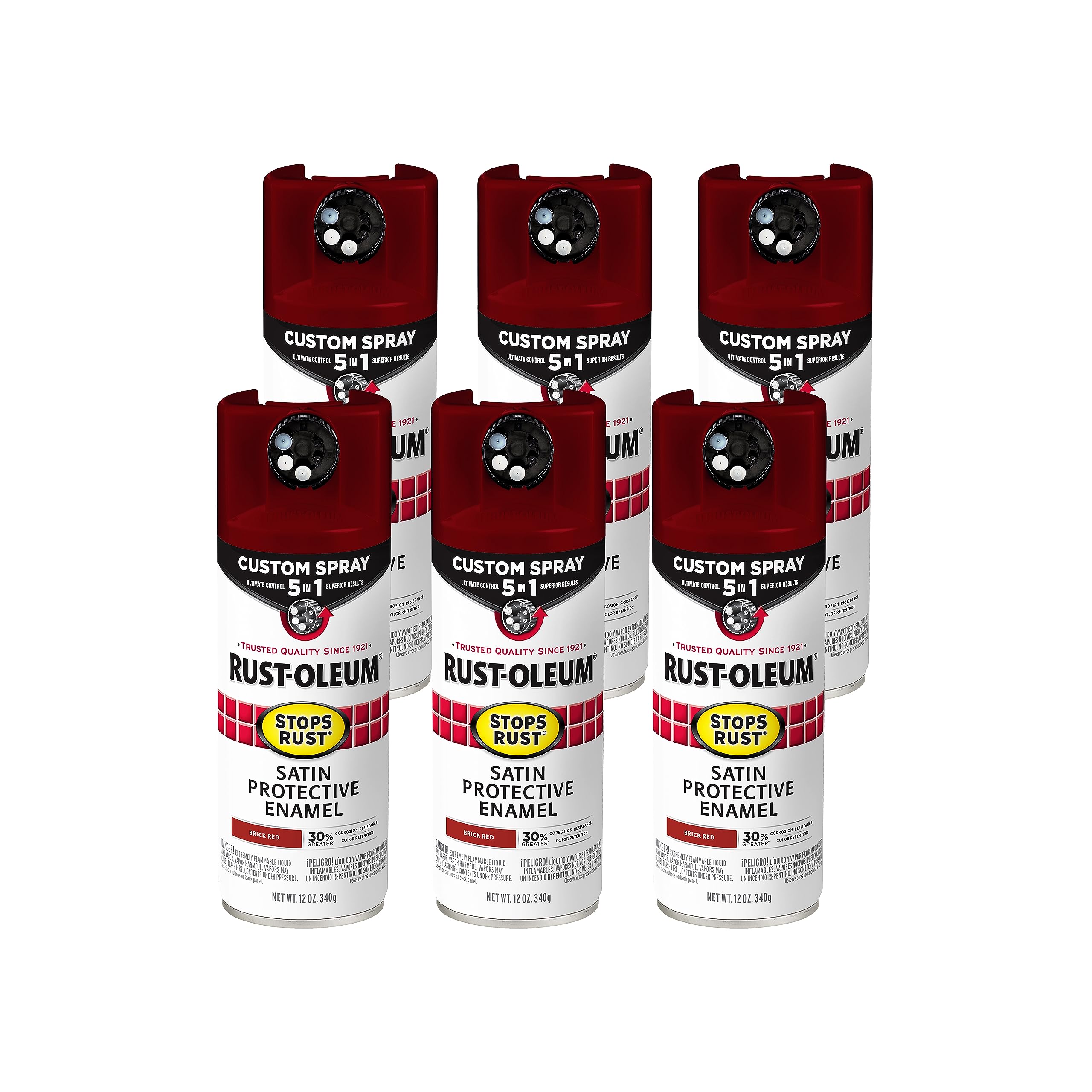 Rust-Oleum Stops Rust Custom 5-in-1 Spray Paint, Satin Brick Red