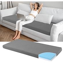 HOMBYS 3 Inch Memory Foam Sofa Topper Pad, 71" L x 27.5" W Inch Couch Topper Cushion with Washable Cover for Sofa, Couch Cover Pad with Non Slip Bottom