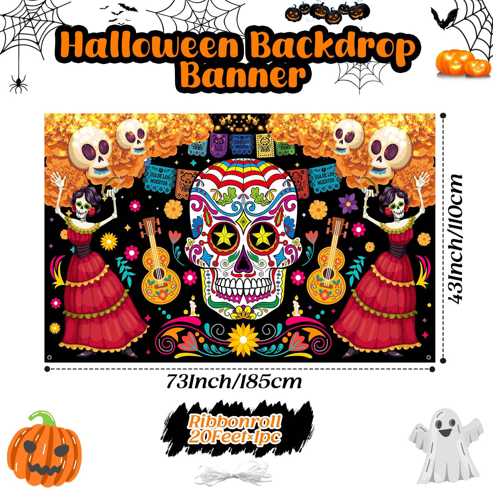 Dia De Los Muertos Banner, Mexico Day of The Dead Signs Halloween Banner Party Decor - Image 2