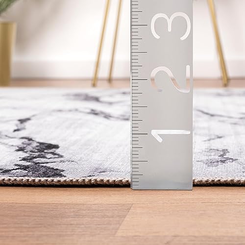 Miniatura 2 de Abani Parker Collection - Alfombra de área, diseño de mármol marfilnegro, 4 x 6 pies, fácil de limpiar, duradera para niños y mascotas, no desprende