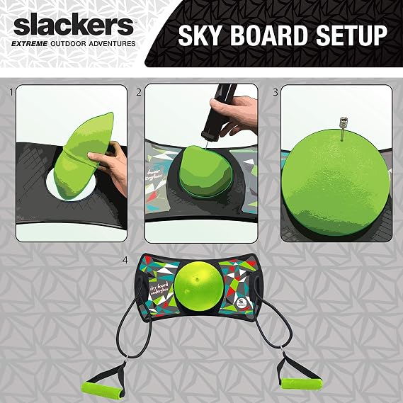 slackers LED Sky Board - Fun Pogo Jumper Board with Motion Activated LED Lights - Built In Side Grip Handles for Added Tricks and Fun - Great at Building Balance and Agility while Playing