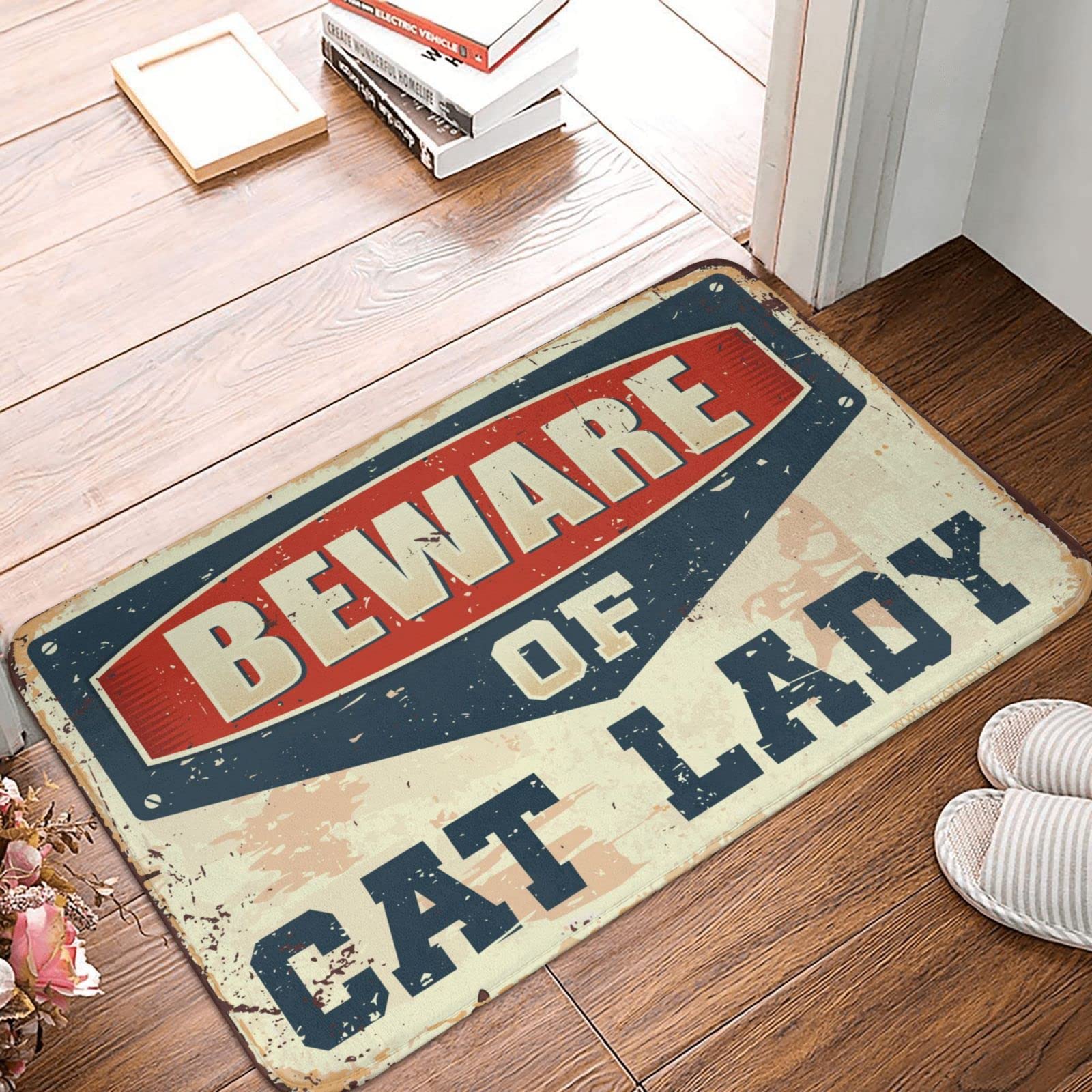 Tapis de bienvenue pour porte d'entrée : protégez votre maison avec humour de chat 65x90
