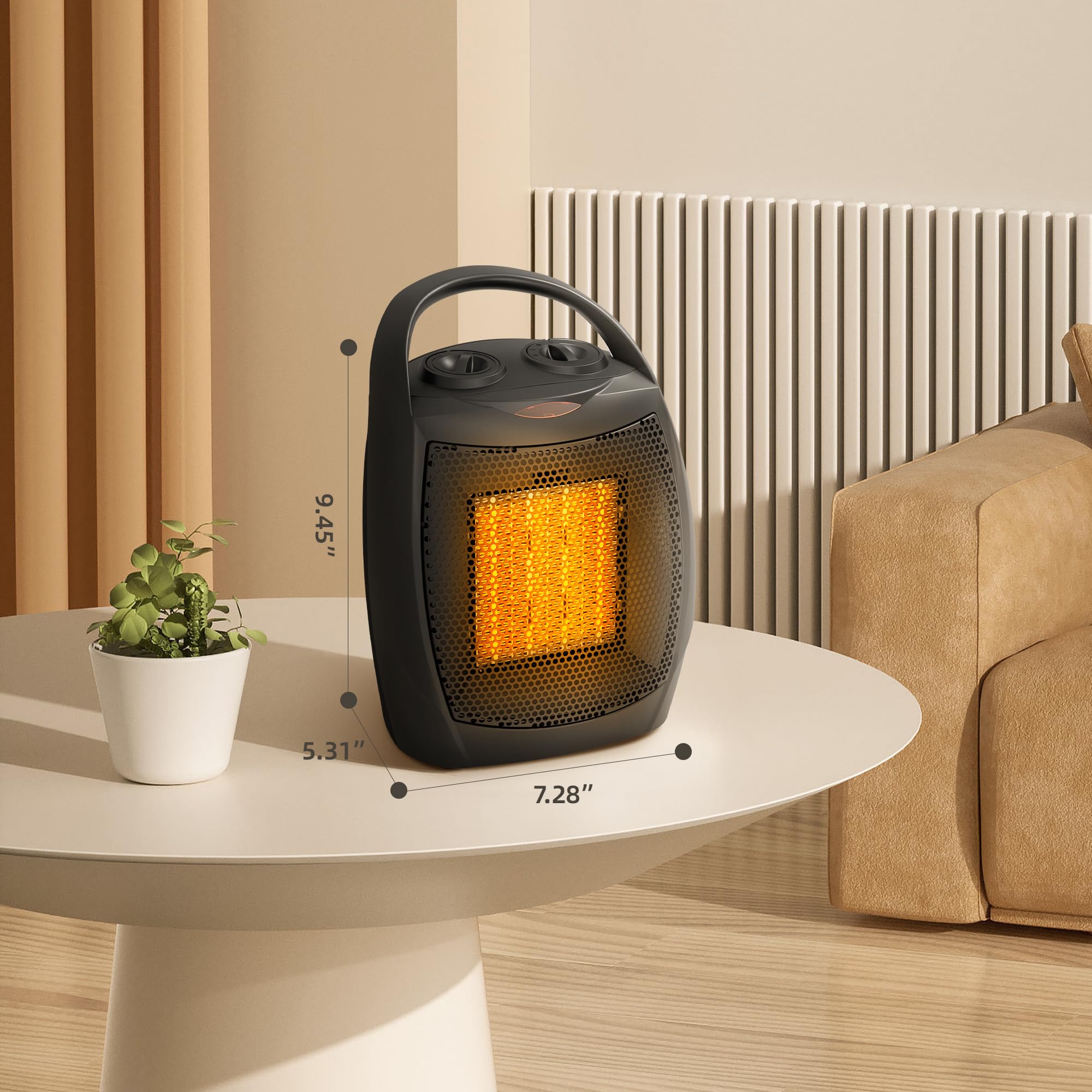 Crzoe Portable Electric Space Heater for Indoor with Thermostat 1500W 750W Safe and Quiet Fast Heating Ceramic Room