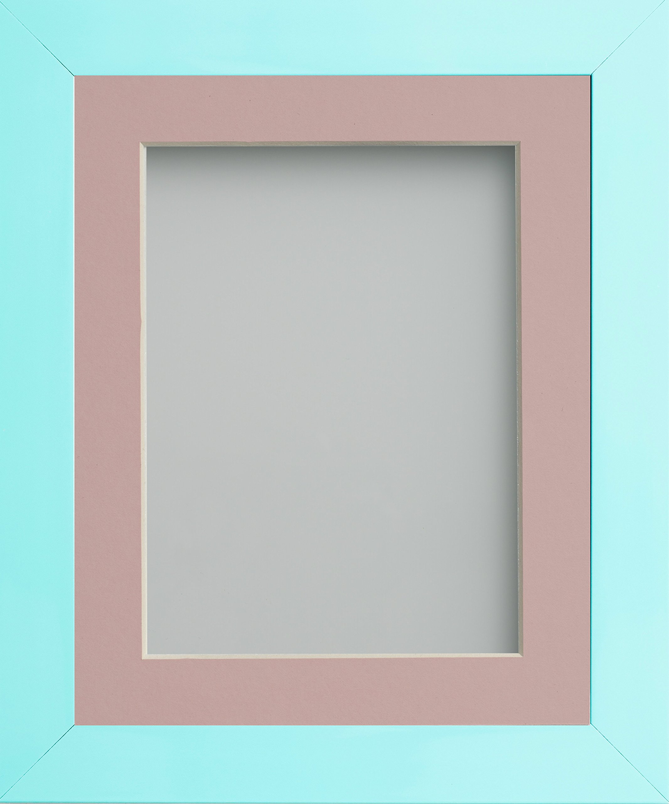 Frame Company Candy Range Aqua Blue 12x10 Frame With Pink Mount for image size 6x4 inches