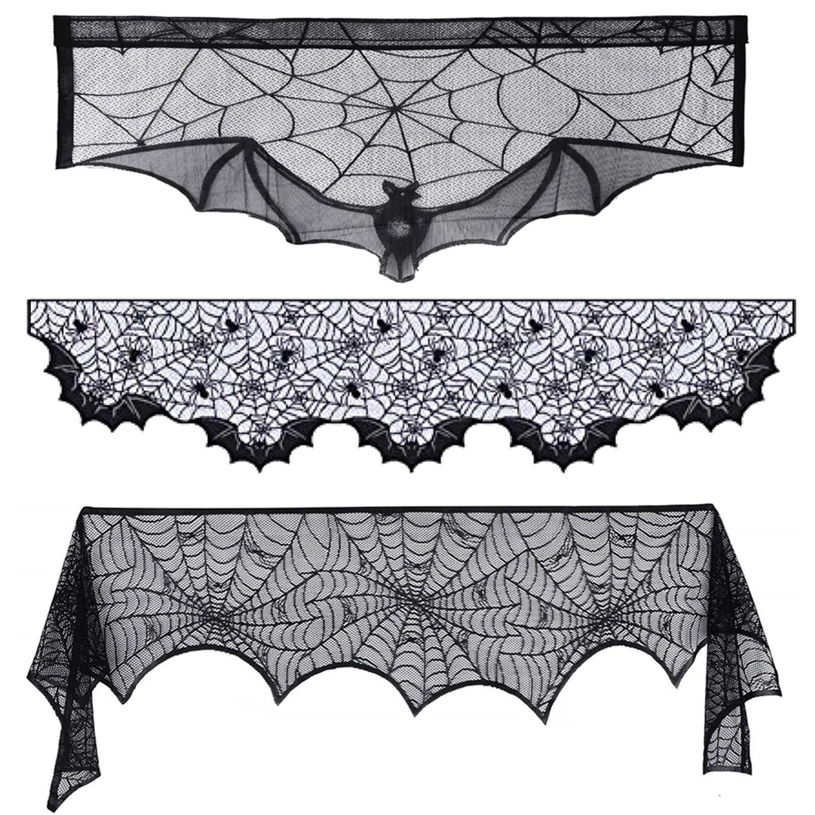 Runner da tavola per Halloween, tovaglia in pizzo nero con motivo a ragnatela, 45 x 163 cm, decorazione da tavola per Halloween | Leroy Merlin