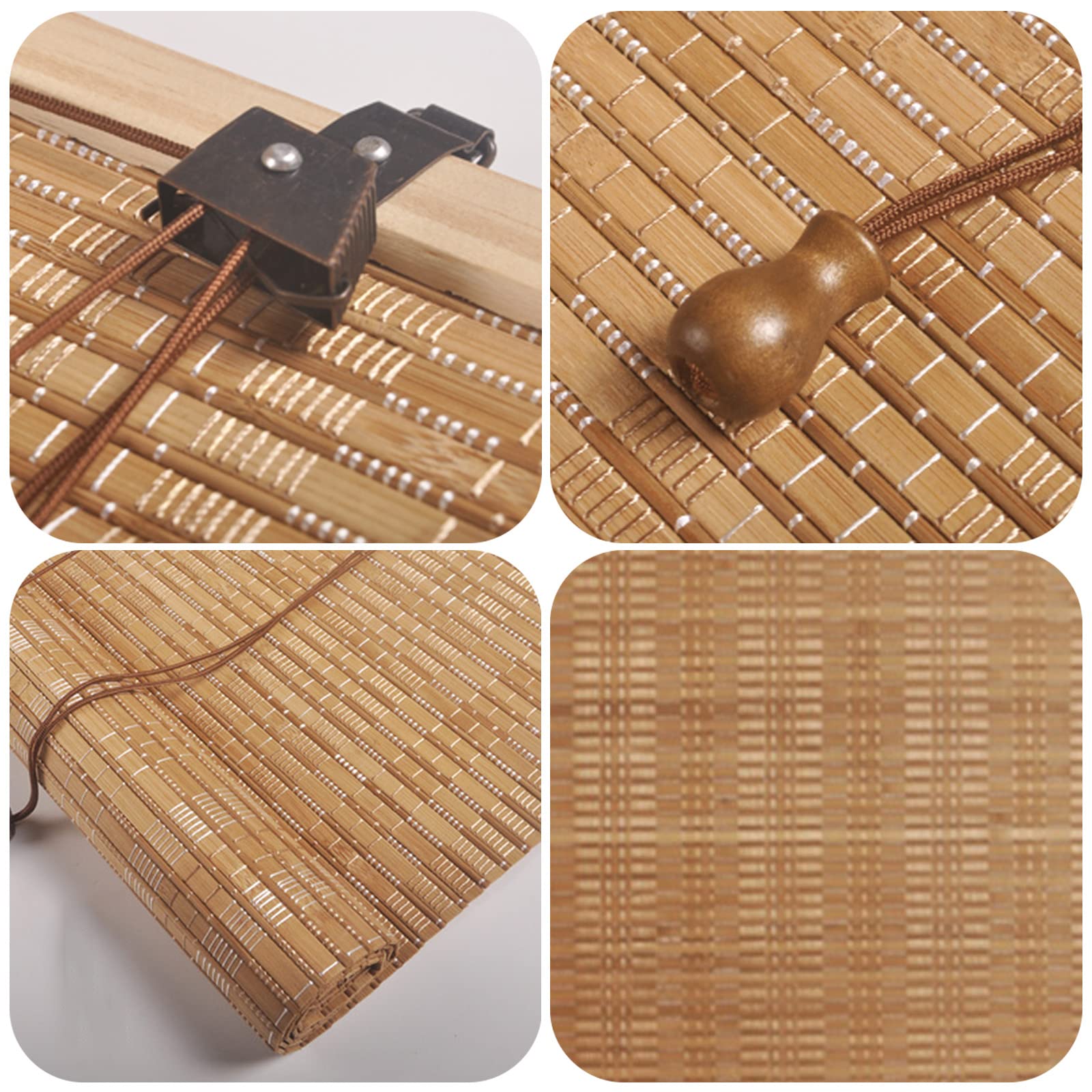 Rolgordijn Bamboe Lichtdoorlatend Zonwering Verduisterende Bamboo Jaloezieën ,Bescherming Tegen Inkijk Rolgordijnen voor Ramen Deuren,inclusieve Montagetoebehoren,Aanpasbaar (W100xH240cm/39x95in