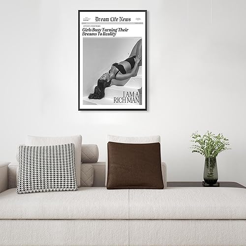 Miniatura 4 de FBKDVC Lienzo de periódico vintage, impresiones de moda en blanco y negro, para niñas ocupadas, convirtiendo sus sueños en realidad, pósteres