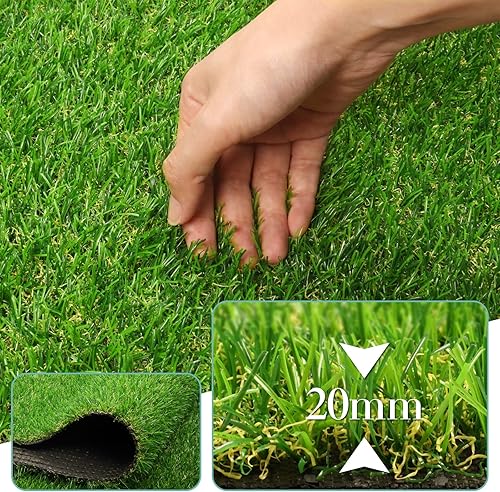 Miniatura 3 de FREADEM Alfombra de césped artificial de 8 x 29 pies, alfombra de césped artificial con drenaje  respaldo de goma, alfombra de césped artificial