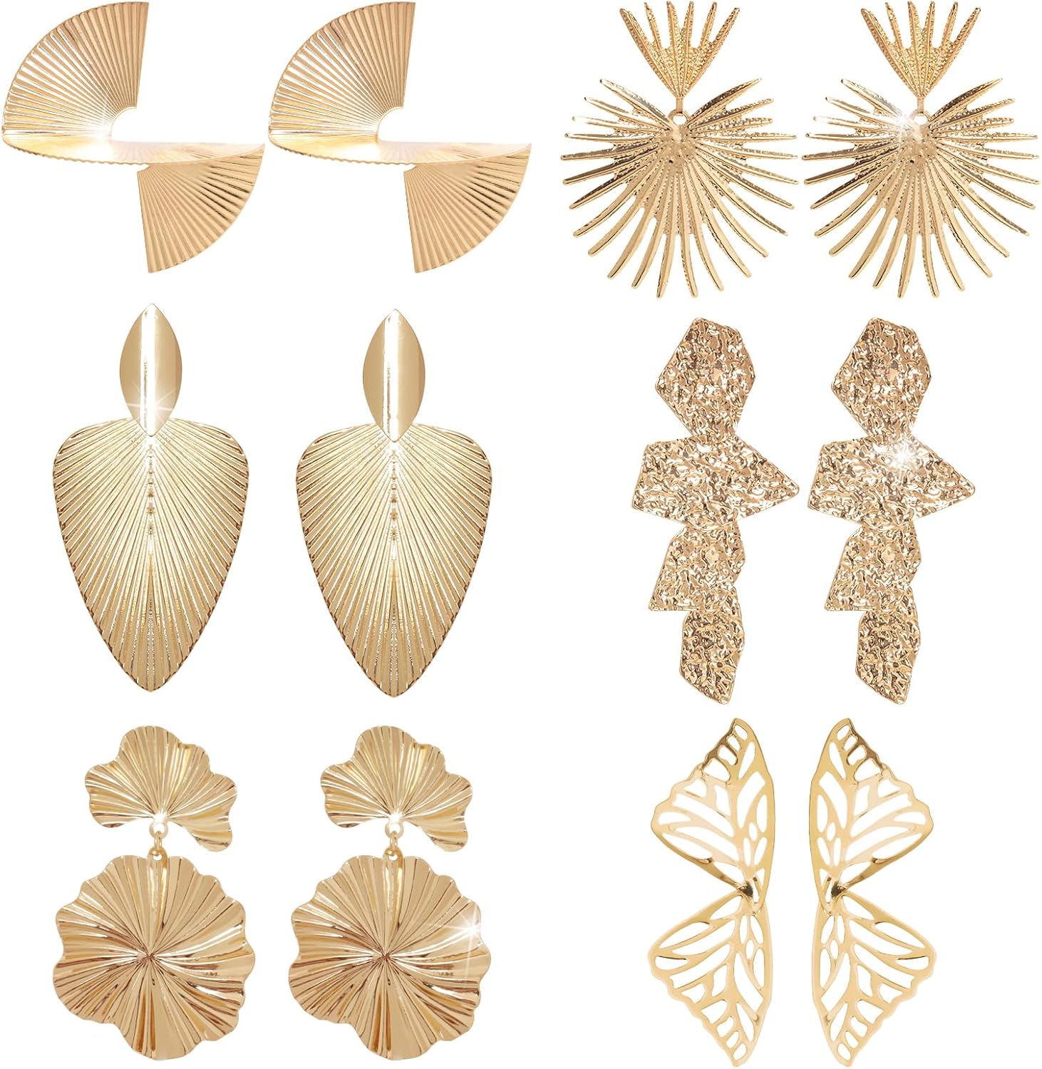 Gold Statement Earrings for Women Large long Gold Geometric Drop Earrings Trendy Twisted Earring Jewelry (6)