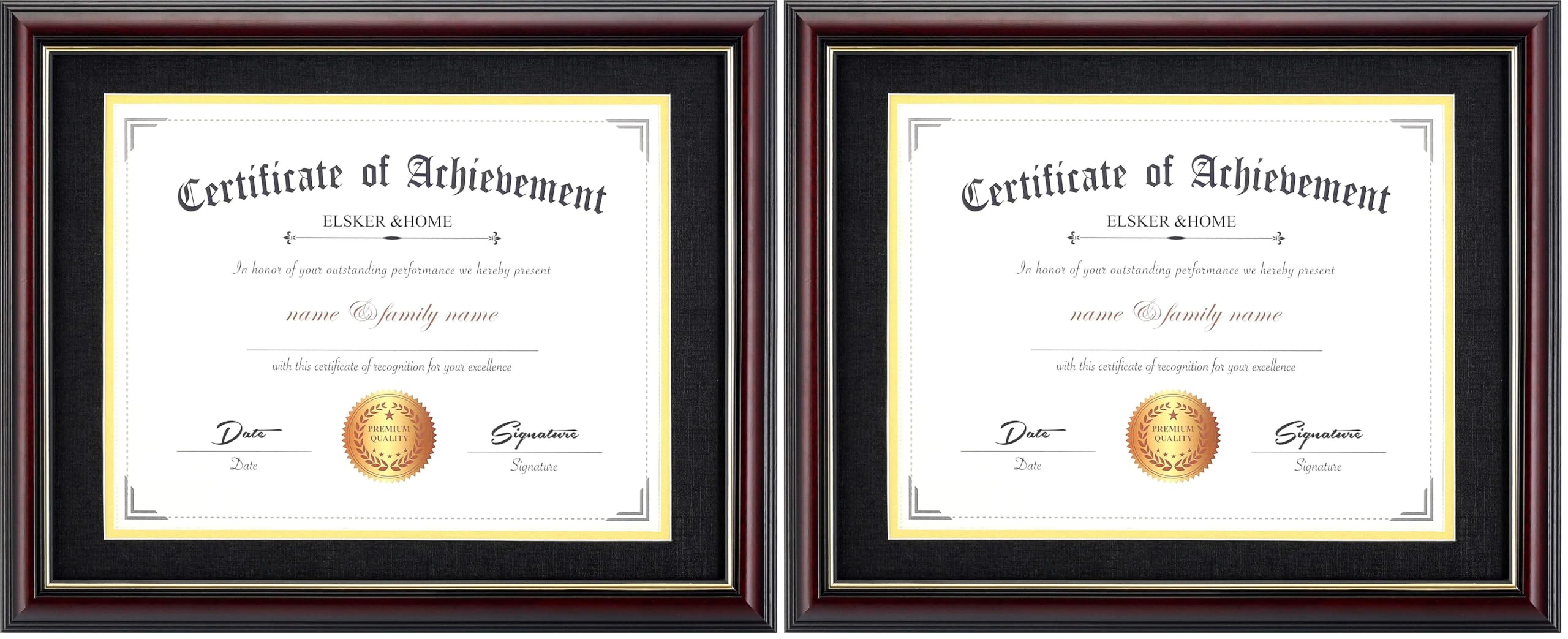ELSKER&amp;HOME 8.5x11 Diploma Frame with Black Mat,Real Wood Mahogany (Pack of 2)