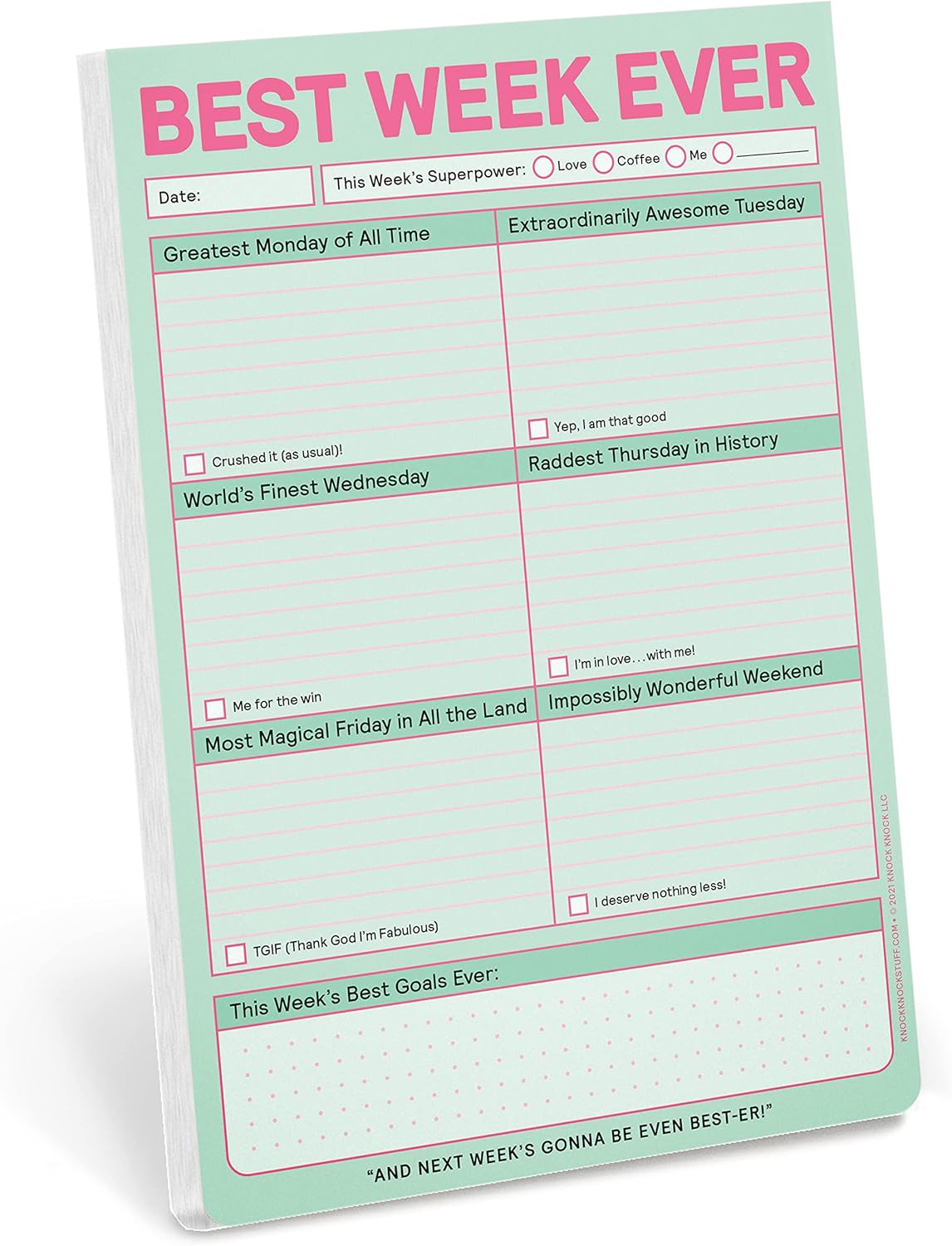 6-Count Knock Knock Best Week Ever Pads, Weekly Planner Pads & To Do List Notepads, 6 x 9-inches (Pastel Edition)