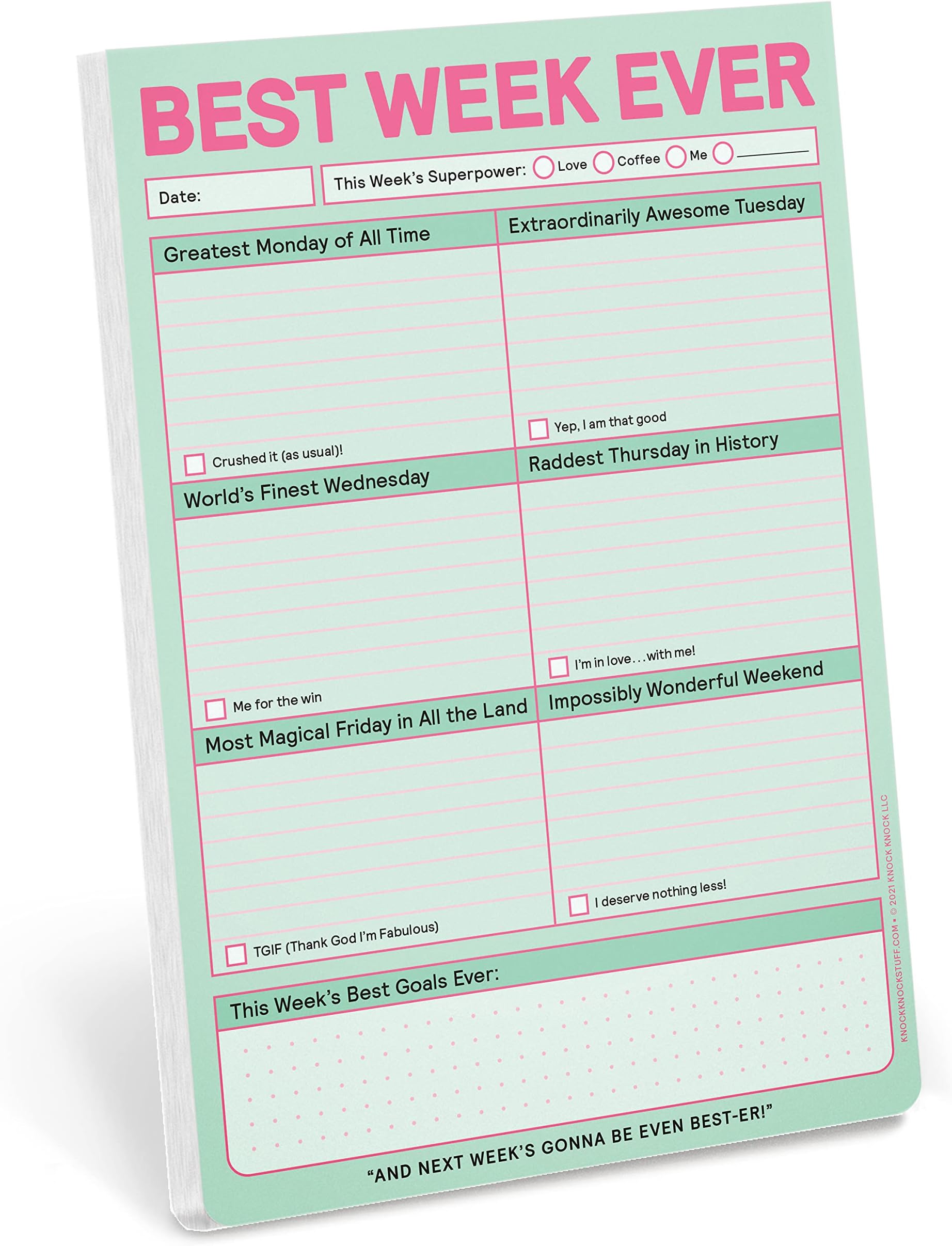 1-Count Knock Knock Best Week Ever Pad, Weekly Planner Pad & To Do List Notepad, 6 x 9-inches (Pastel Edition)