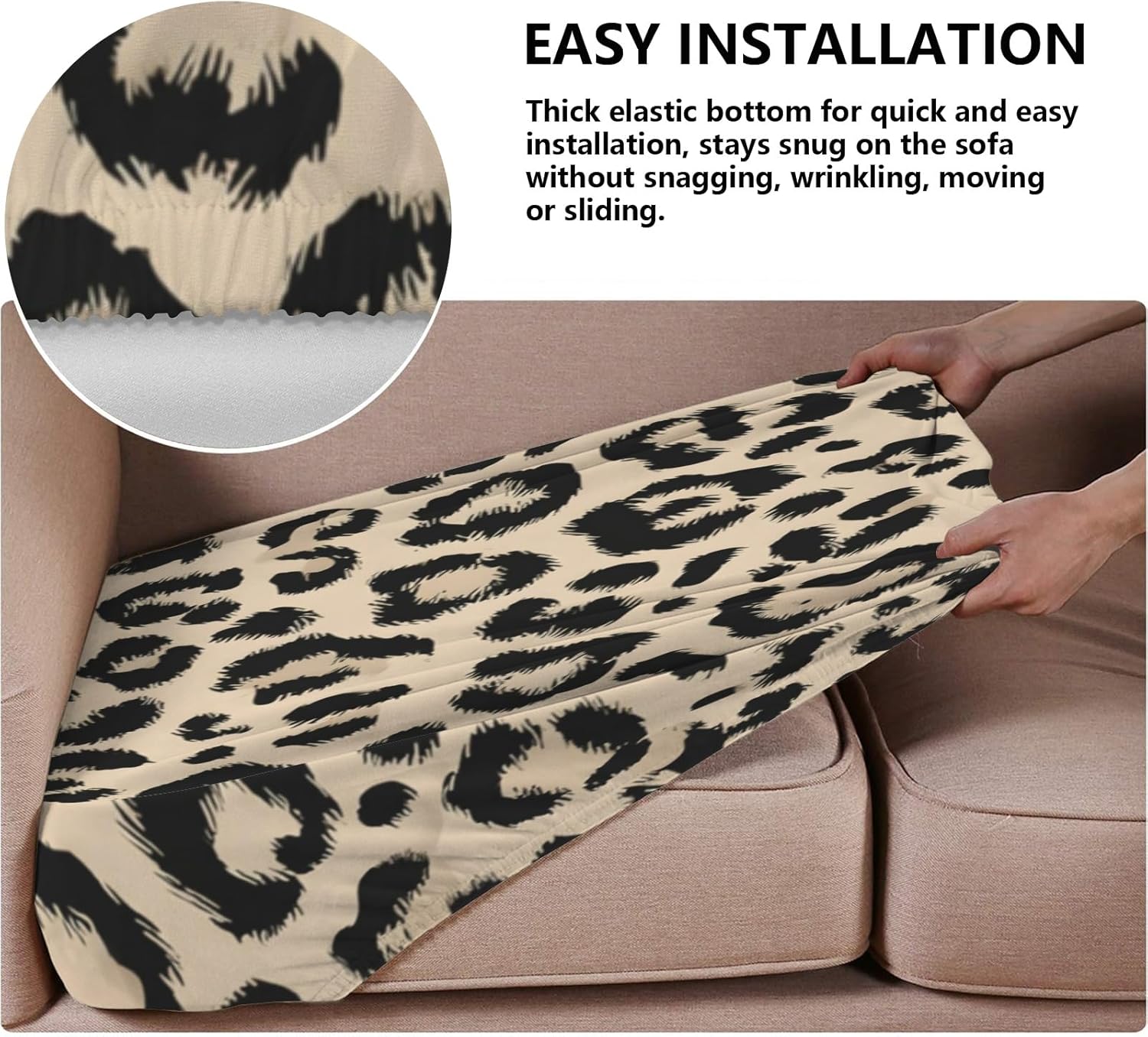 Brown Black Leopard Print Loveseat Covers Couch Covers for 2 Cushion Couch, 2-Piece Stretch Sofa Slipcovers Anti-Slip Washable Furniture Protectors for Dogs Pets