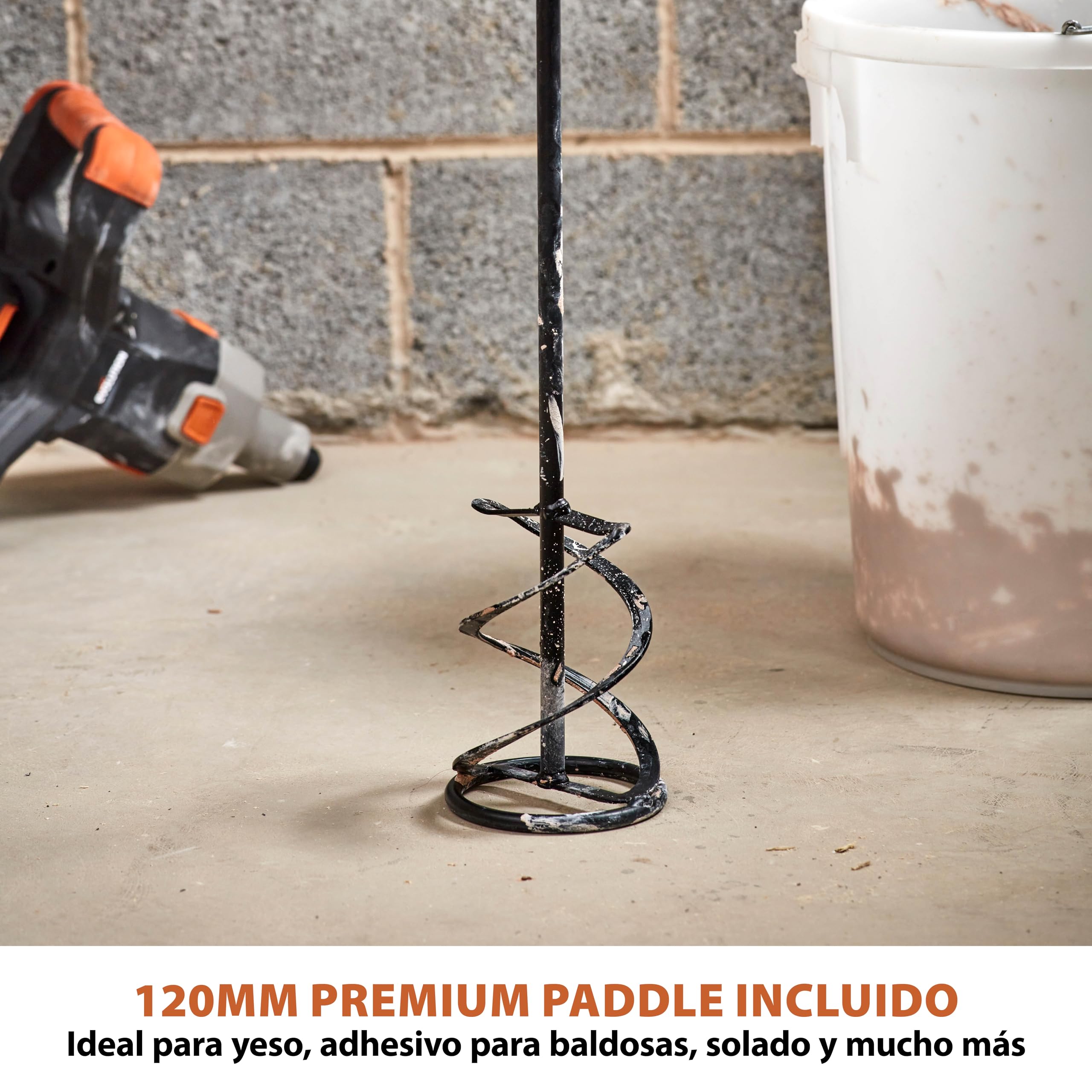 Evolution Power Tools R120MXR-Li Mezcladora de varilla inalámbrica portátil mezcla cualquier medio, iones de litio de 18 V. Batería incluida