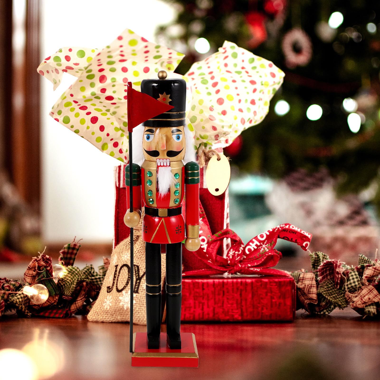 TOYANDONA 3 Piezas Cascanueces de Madera Navideños de Escritorio, Soldado