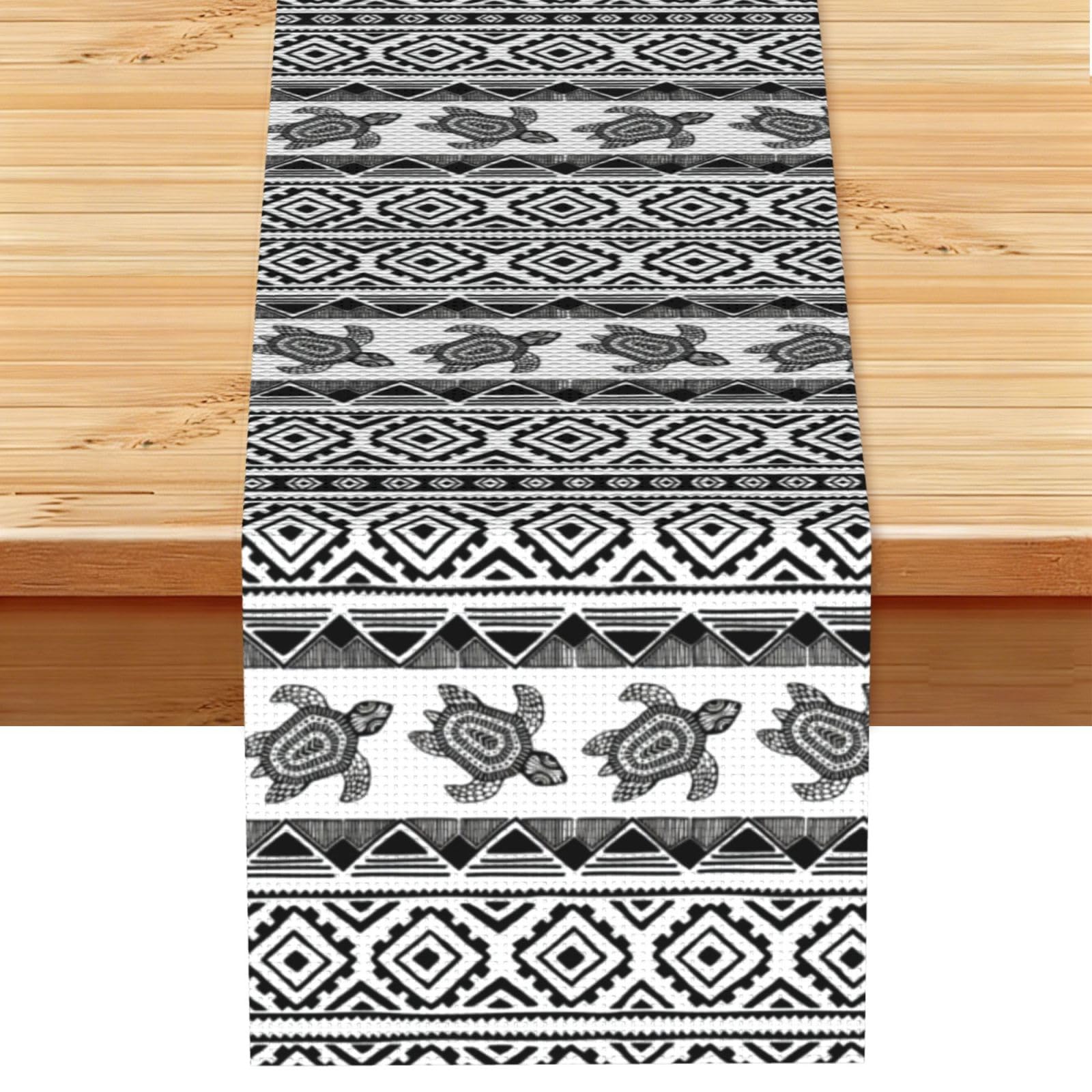 Ethnic Turtle Striped Linen Feel Table Runner Wedding Party Home Decoration