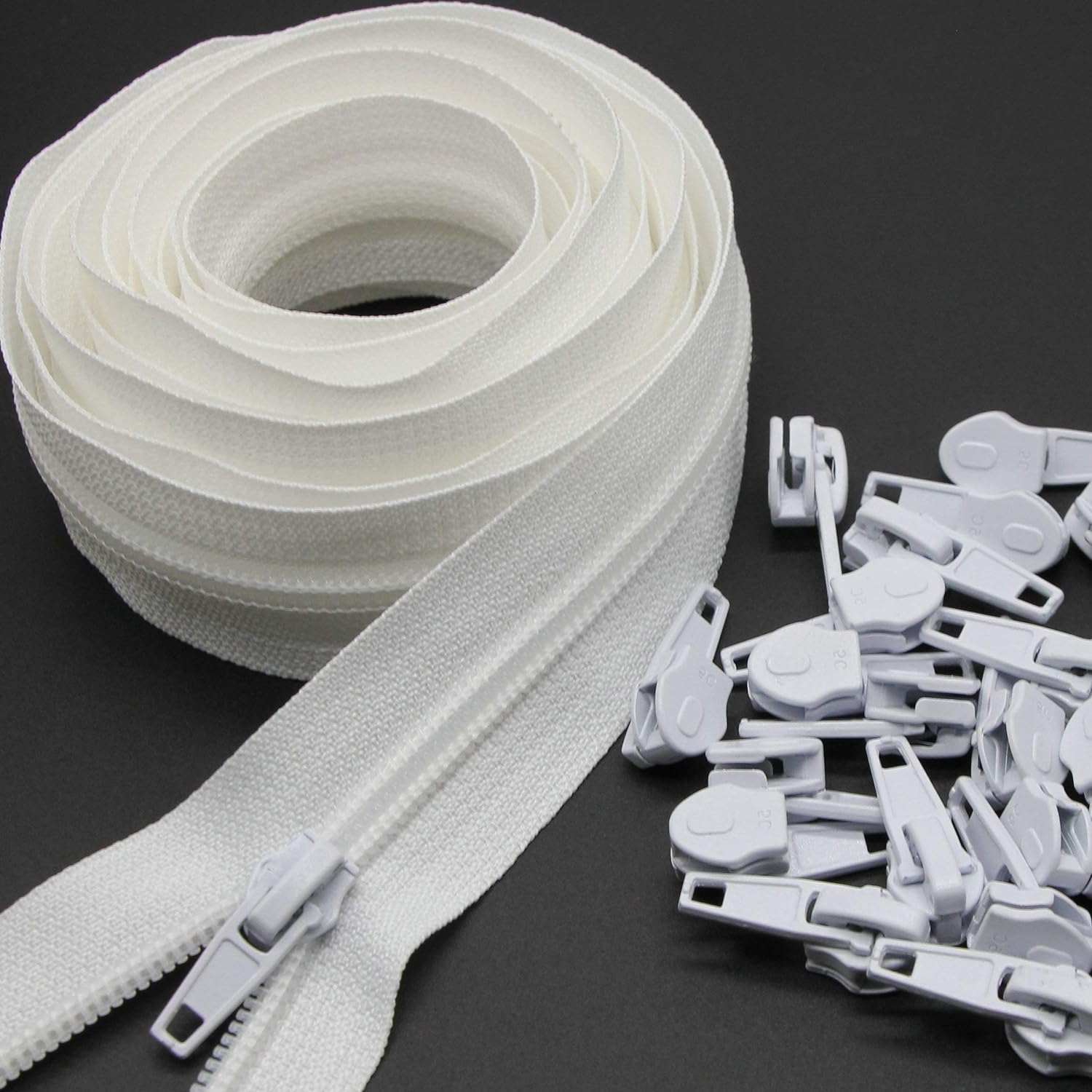 Leekayer White Nylon Zipper Roll Bulk Continuous Zippers 10