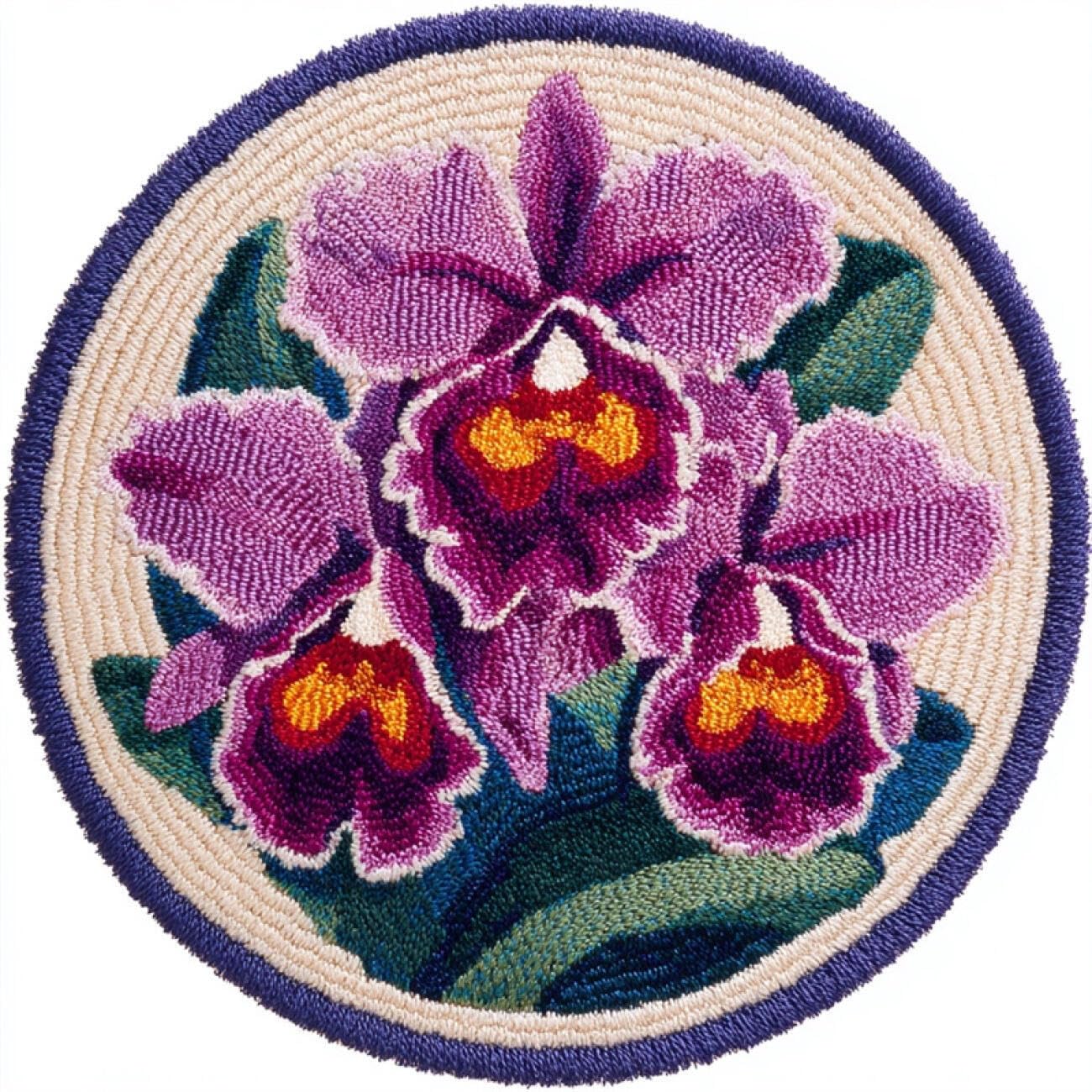 Kitquiver Rug Making Kit for Adults Purple Orchid 60x60cm
