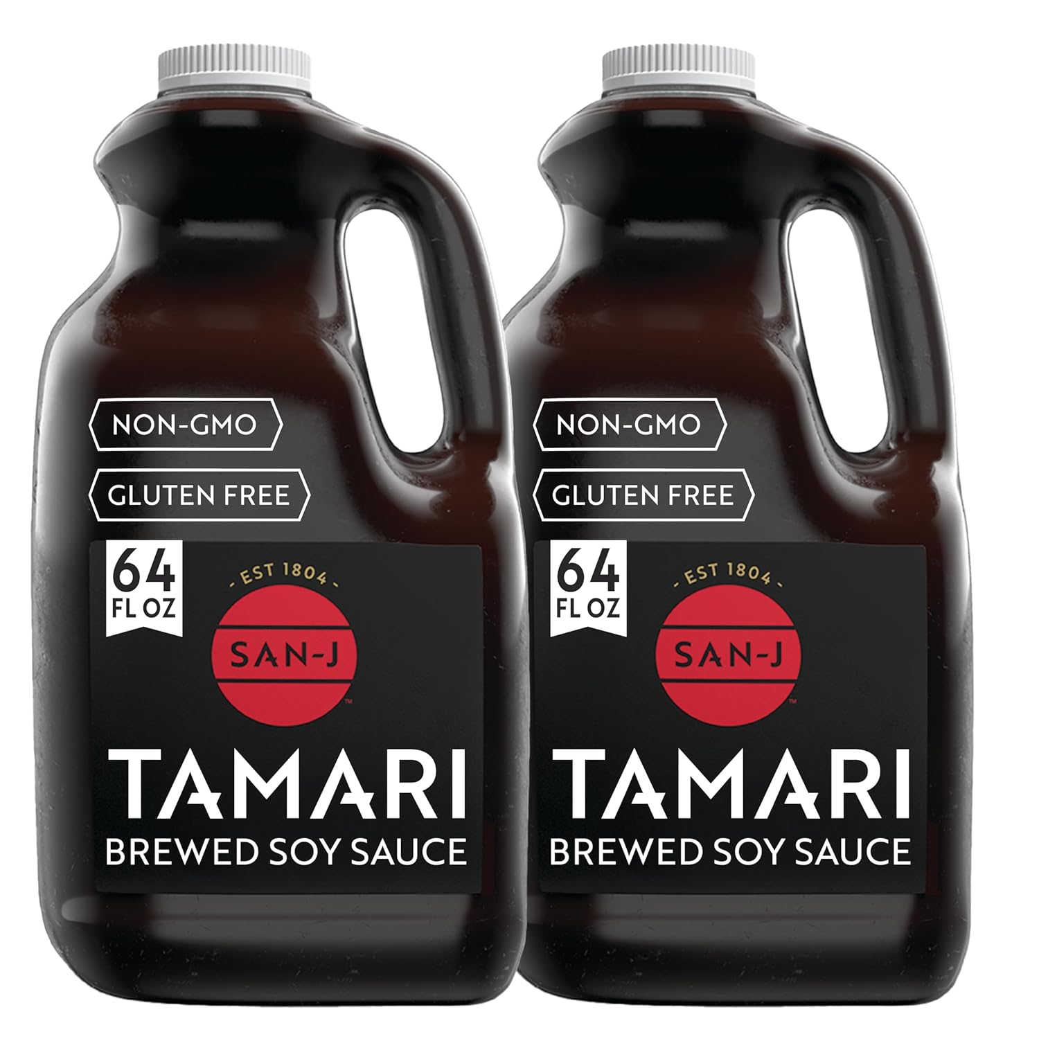 San-J - Gluten Free Tamari Soy Sauce - Specially Brewed - Made with 100% Soy - 64 oz. Container - 2 Pack