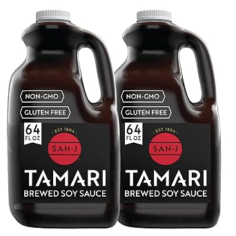 San-J Gluten Free Tamari Soy Sauce Specially Brewed 64oz 2 Pack