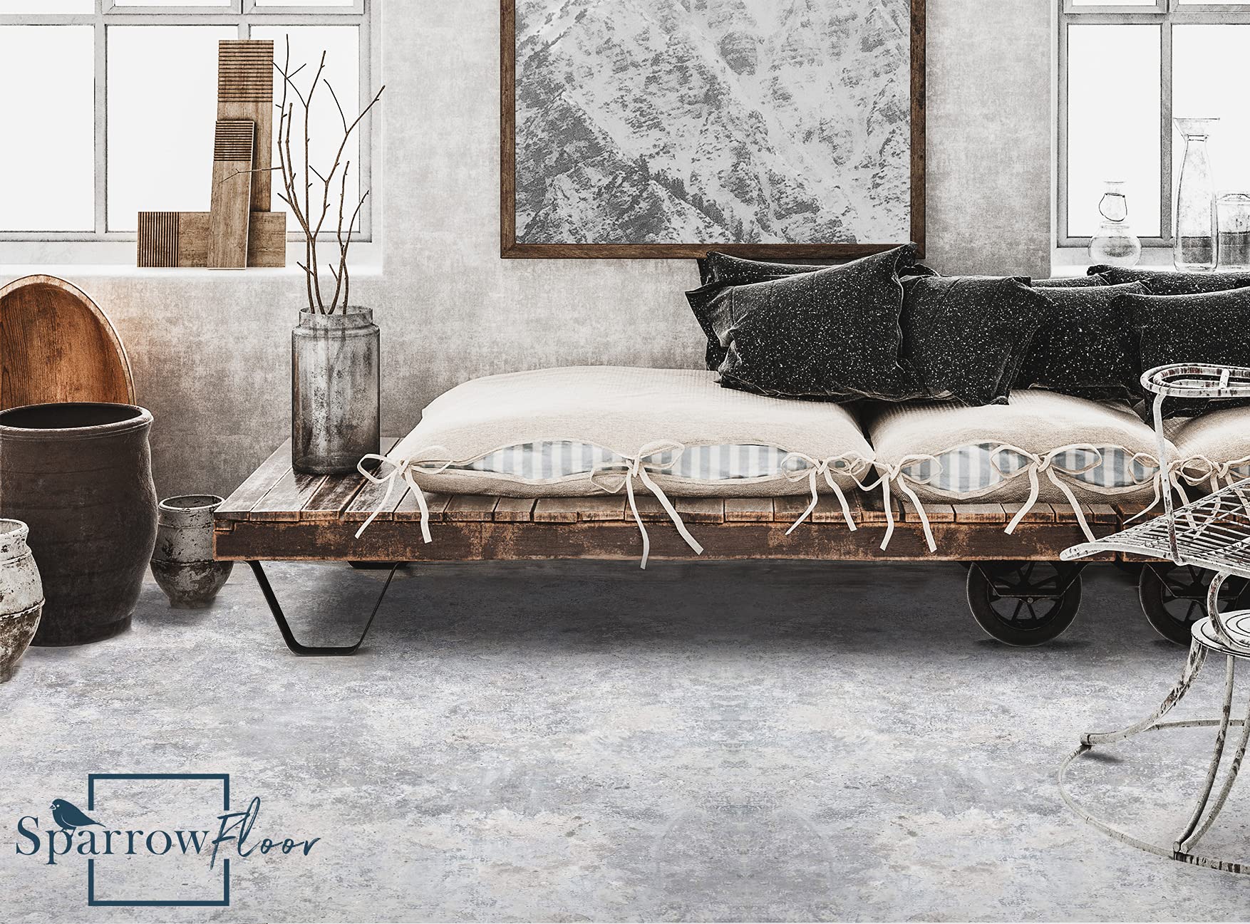 SparrowFloor Alfombra Decoración de Cocina 280x152cm Estera de la Sala PVC Cloruro de Polivinilo Protección Piso De Vinilo De Linóleo - Cemento