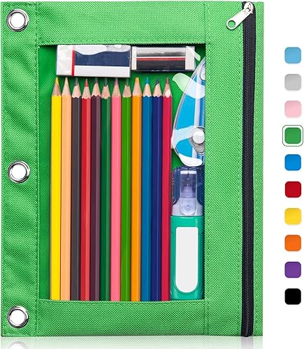 Vista 17 de Forvencer Estuche para lápices para carpeta de 3 aros, estuche transparente con ventana y cremallera suave, bolsa para lápices de gran capacidad